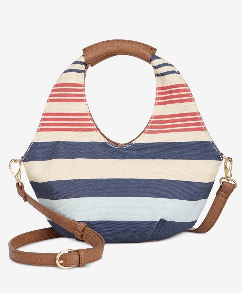 On 34th Alyii Stripe Canvas Top Handle Bag with Crossbody Strap NWT